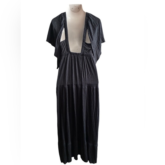 Free People Beach LaLa Black Backless Maxi Dress Black L - Picture 14 of 14